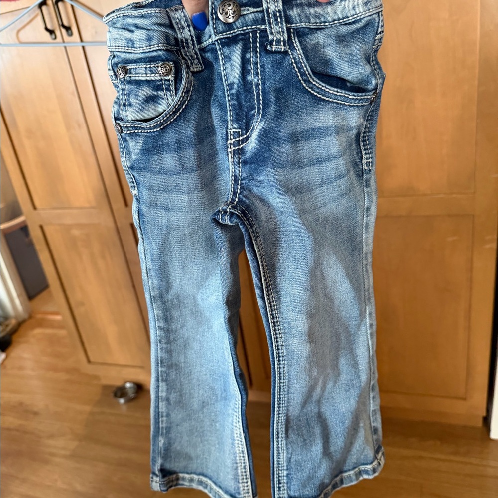 Girls Blue Washed Denim Jeans with Subtle Fading